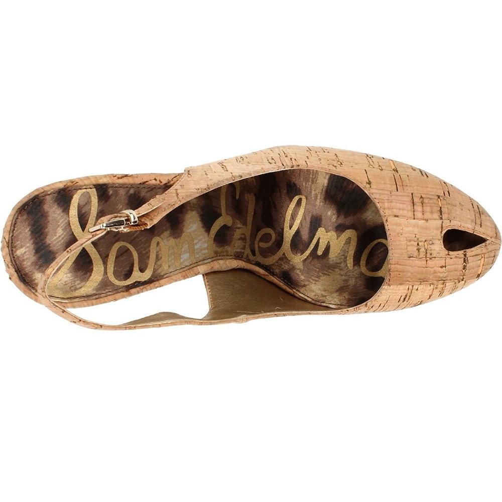 SAM EDELMAN Novato Slingback Pump Cork Stiletto - Picture 5 of 13